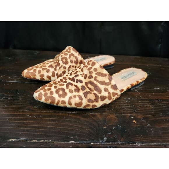 Steve Madden Trace Leopard Print Cow Hair Mules Womens Size 7.5M - Picture 1 of 9